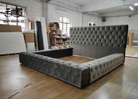 Luxury bedroom furniture modern design soft bed high headboard velvet king size bed