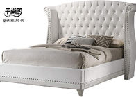 Grey color high bedside king double size furniture tufted upholstered bed