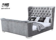 No inflation Upholstered PU Leather Bed ,  Tufted Fabric Platform Bed