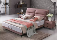 Home Furnishing Upholstered Storage Platform Bed Pink leather Material