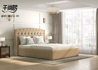 Apartment Fabric Upholstered Beds / Luxury Bed Frame With Storage