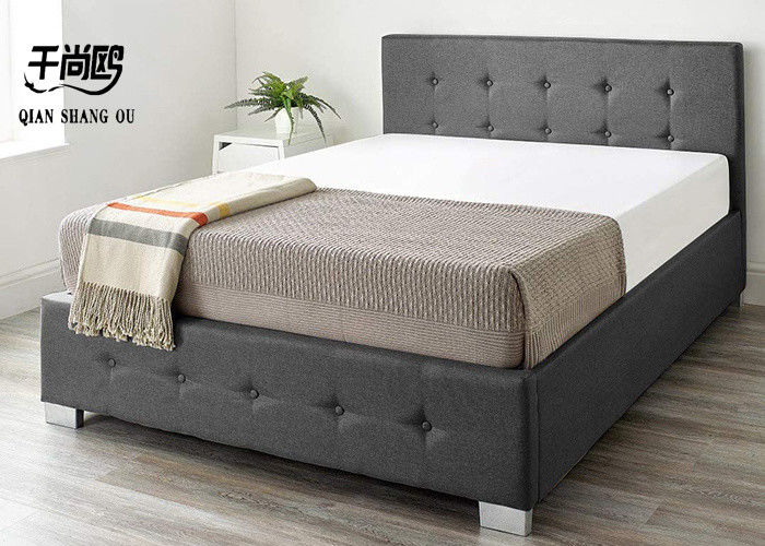 Storage upholstered linen fabric bed queen size bedroom furniture soft bed modern